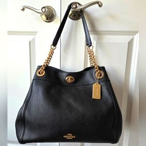 Coach - Edie Turnlock Leather Shoulder Bag in Mint Condition.